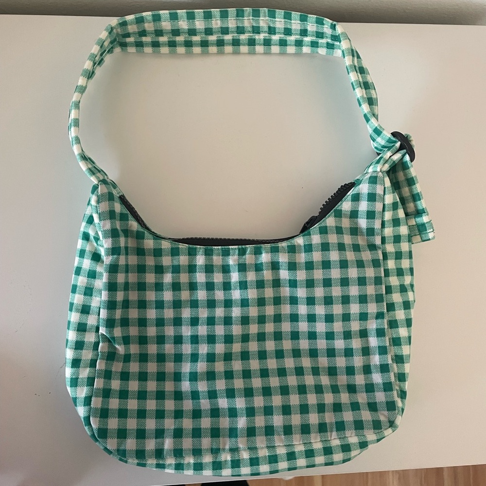 Mini Nylon Shoulder Bag in Green Gingham